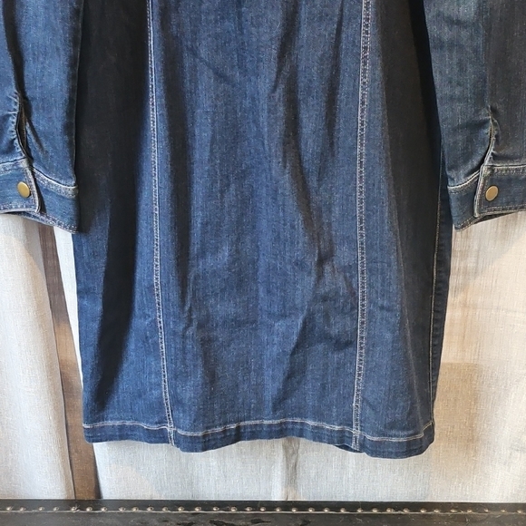 New York & Company Blue Denim Snap Long Sleeve Dress - Picture 14 of 16
